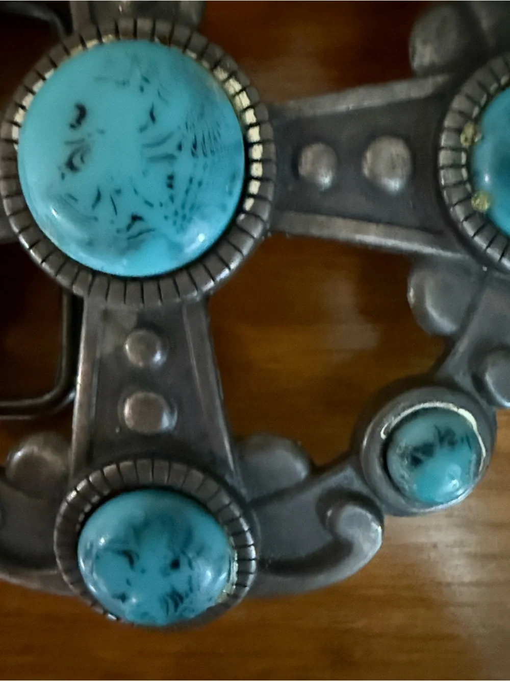 Vintage Made in Spain Turquoise Look Statement Belt Buckle